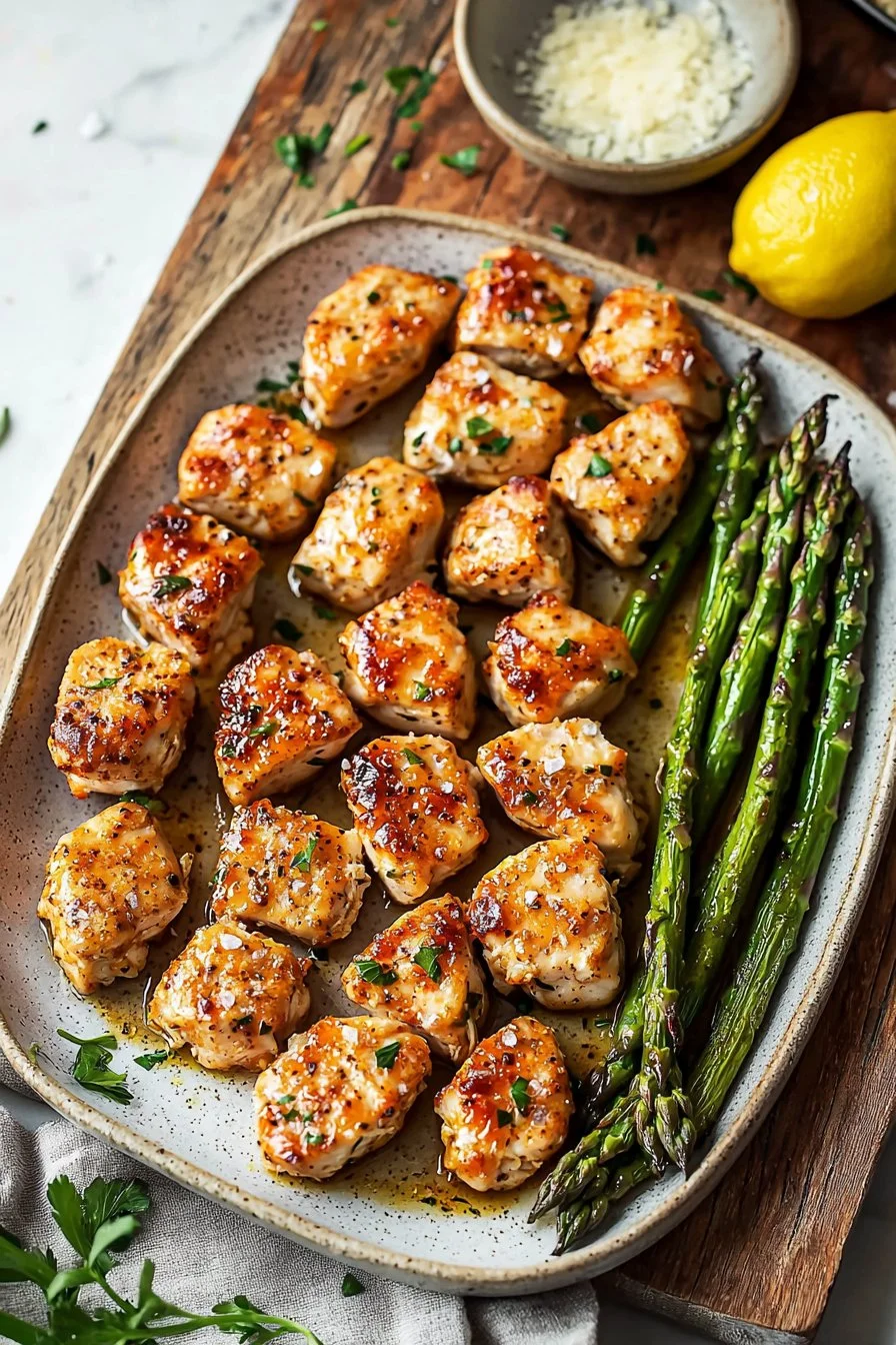 Baked Chicken Bites with Asparagus