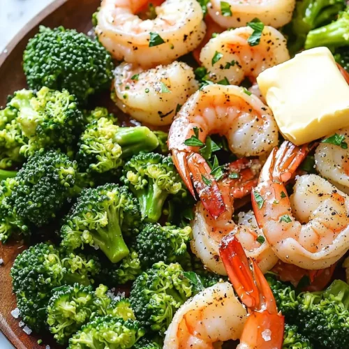 Garlic Butter Shrimp sautéed with fresh broccoli in a savory sauce