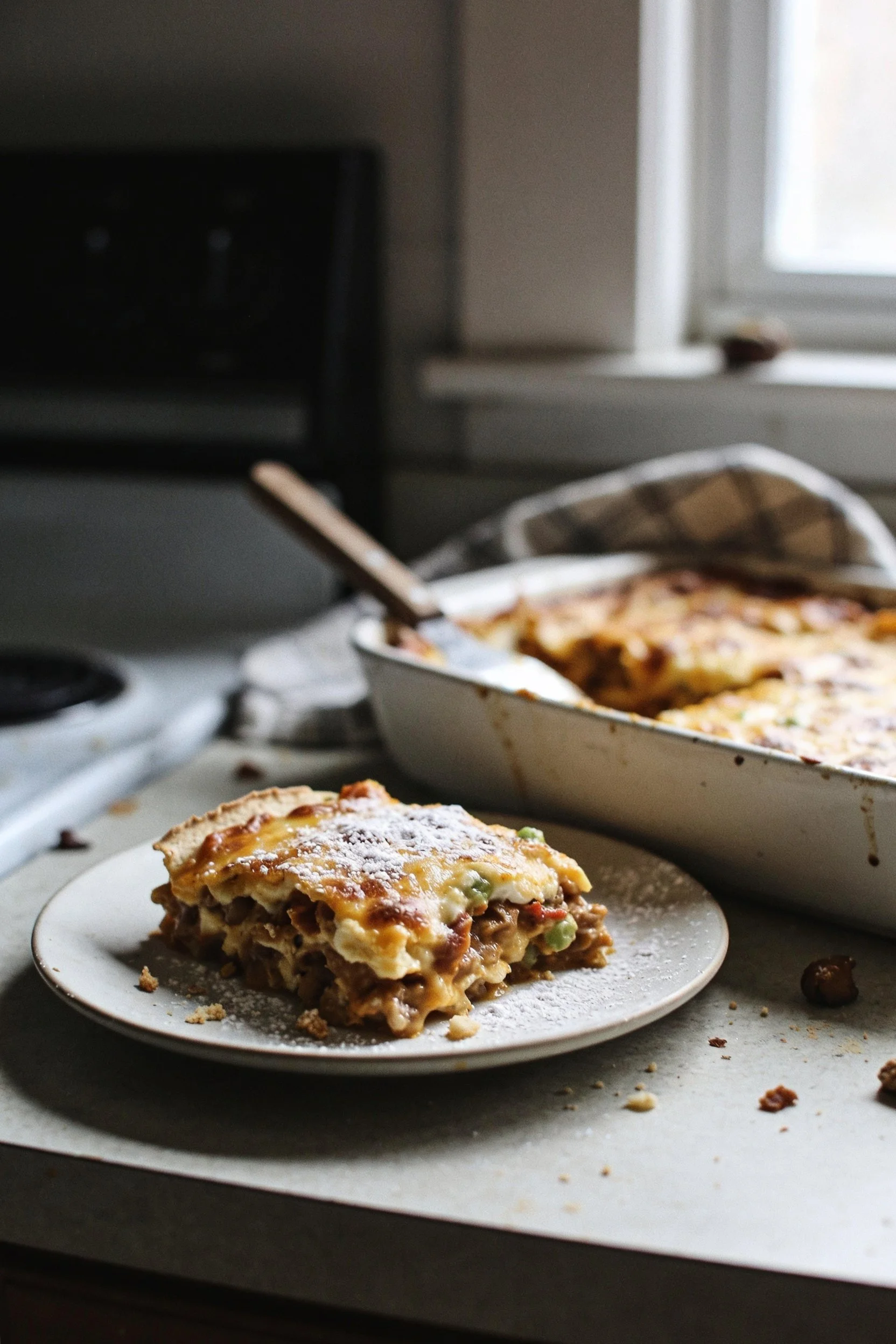 Make Ahead Breakfast Burrito Casserole ready to serve with fresh ingredients