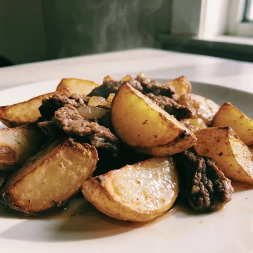 Delicious beef tallow roasted potatoes served in a bowl