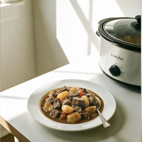 Delicious crockpot beef stew with tender meat and fresh vegetables