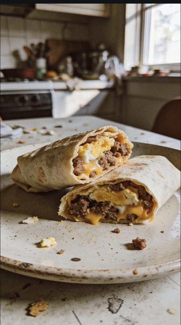 High protein breakfast burritos filled with eggs, beans, and vegetables.