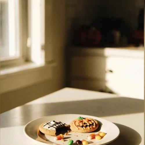 Delicious Halloween candy cookies made from leftover treats