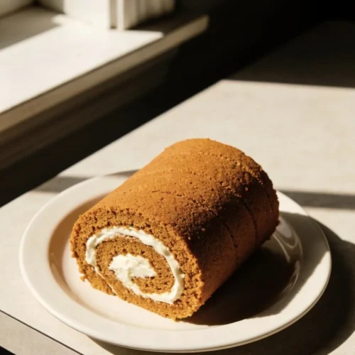 Delicious homemade Pumpkin Roll with cream cheese filling and festive spices.