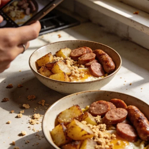 Sausage and potato breakfast bowls for meal prep