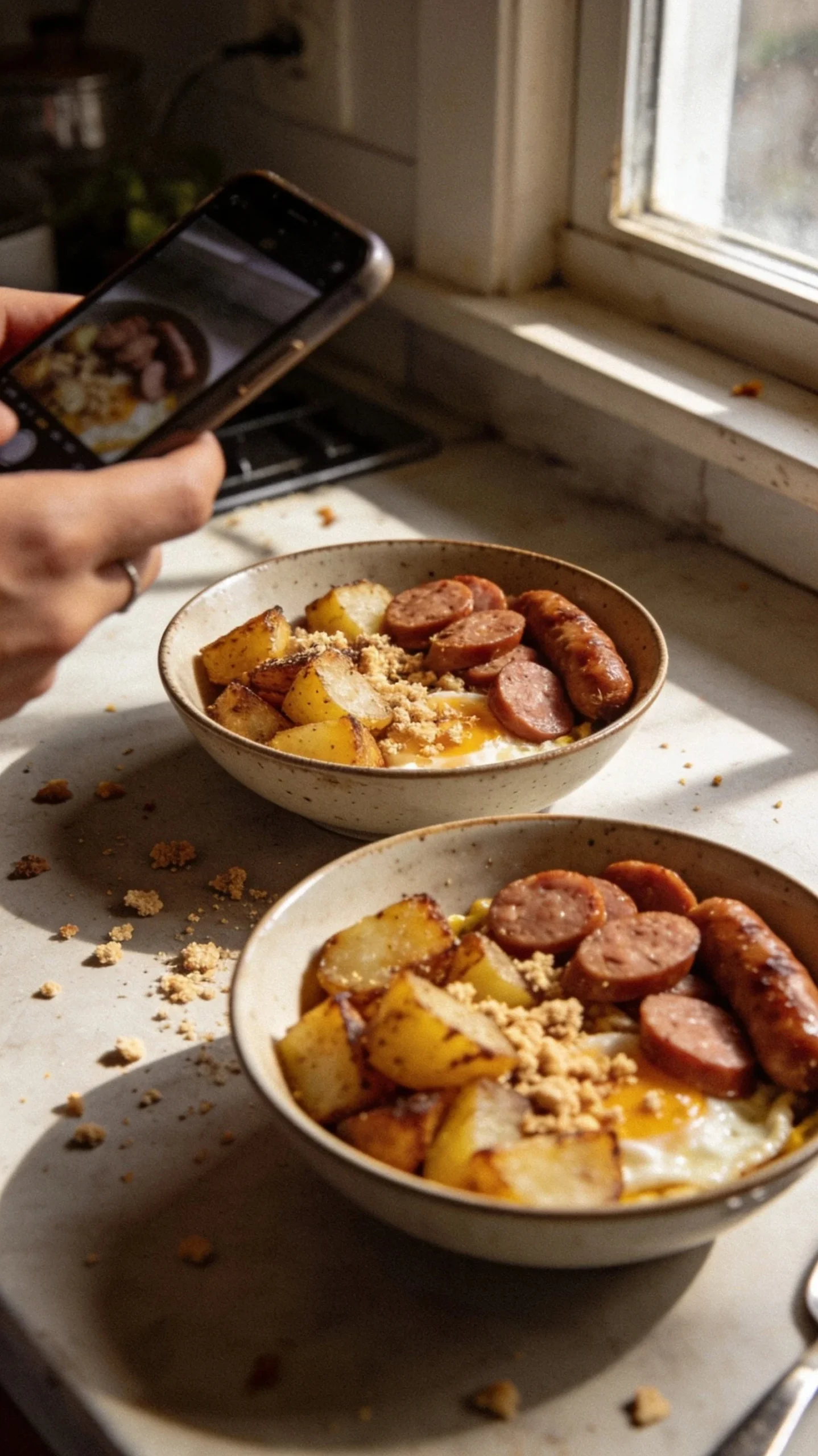 Sausage and potato breakfast bowls for meal prep