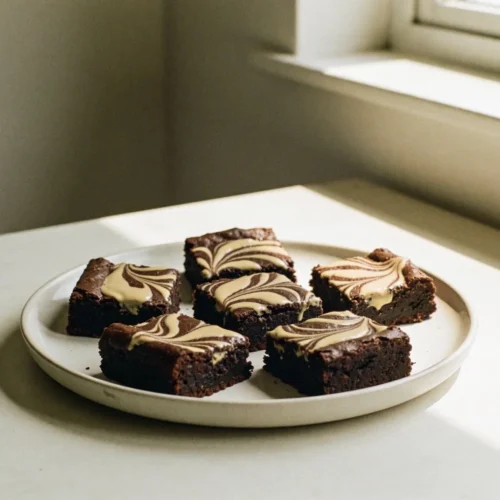 Delicious tahini swirl brownies topped with creamy tahini and chocolate swirls.