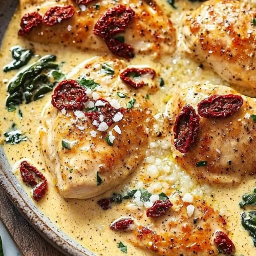 Creamy sun-dried tomato chicken served on a plate, perfect for dinner